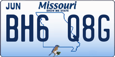 MO license plate BH6Q8G