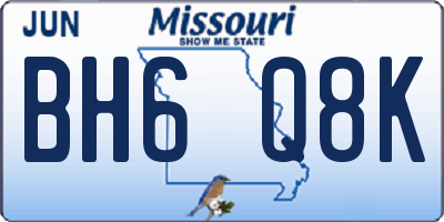 MO license plate BH6Q8K