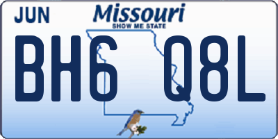 MO license plate BH6Q8L
