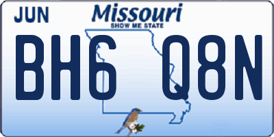 MO license plate BH6Q8N