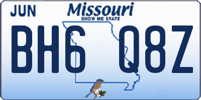 MO license plate BH6Q8Z