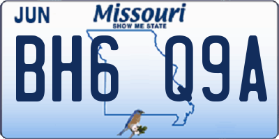 MO license plate BH6Q9A