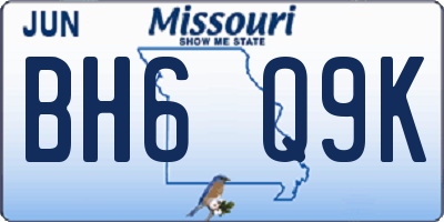 MO license plate BH6Q9K