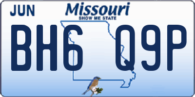 MO license plate BH6Q9P