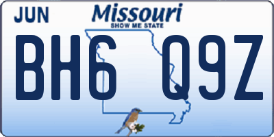 MO license plate BH6Q9Z
