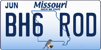 MO license plate BH6R0D