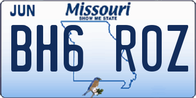 MO license plate BH6R0Z