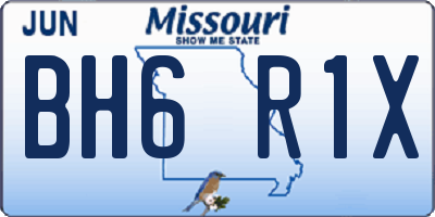 MO license plate BH6R1X