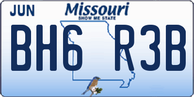 MO license plate BH6R3B