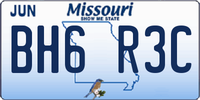 MO license plate BH6R3C