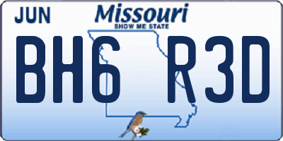 MO license plate BH6R3D