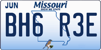 MO license plate BH6R3E