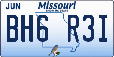 MO license plate BH6R3I
