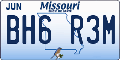 MO license plate BH6R3M