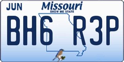 MO license plate BH6R3P