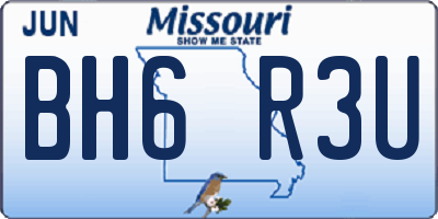MO license plate BH6R3U