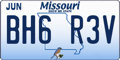 MO license plate BH6R3V