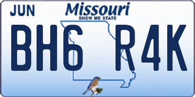 MO license plate BH6R4K