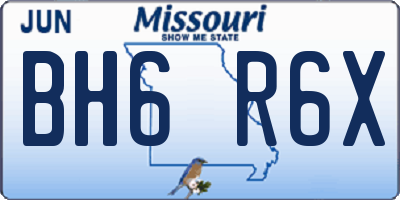MO license plate BH6R6X