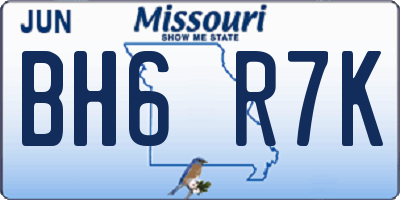 MO license plate BH6R7K