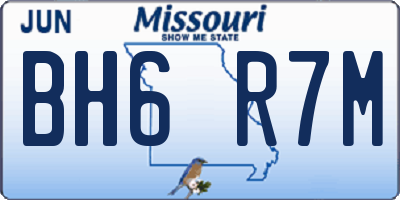 MO license plate BH6R7M
