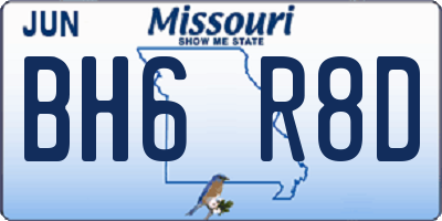 MO license plate BH6R8D