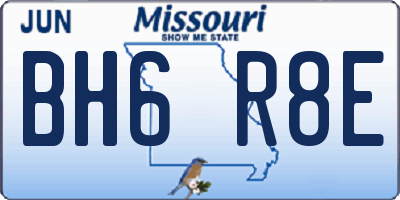 MO license plate BH6R8E