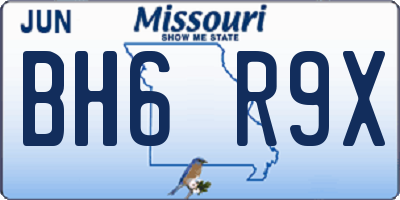 MO license plate BH6R9X