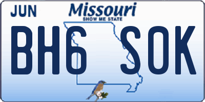 MO license plate BH6S0K