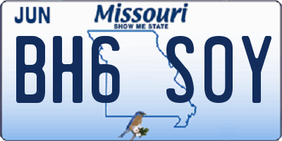 MO license plate BH6S0Y