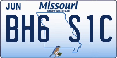 MO license plate BH6S1C