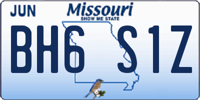 MO license plate BH6S1Z