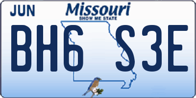 MO license plate BH6S3E