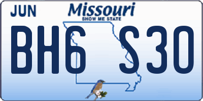 MO license plate BH6S3O