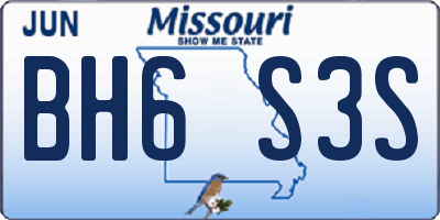MO license plate BH6S3S