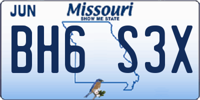 MO license plate BH6S3X