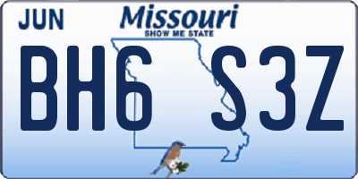 MO license plate BH6S3Z