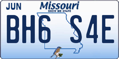 MO license plate BH6S4E