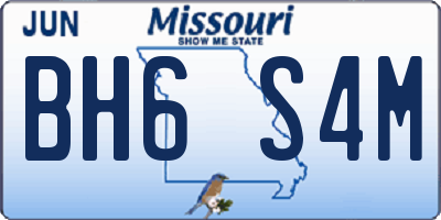 MO license plate BH6S4M