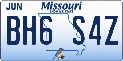 MO license plate BH6S4Z