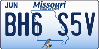 MO license plate BH6S5V