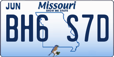 MO license plate BH6S7D