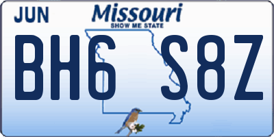 MO license plate BH6S8Z