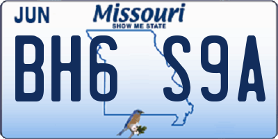 MO license plate BH6S9A