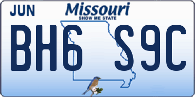 MO license plate BH6S9C