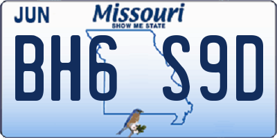 MO license plate BH6S9D
