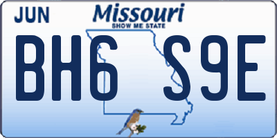MO license plate BH6S9E