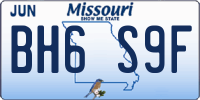 MO license plate BH6S9F