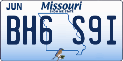 MO license plate BH6S9I