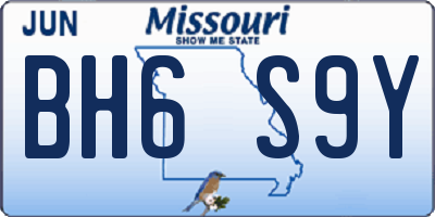 MO license plate BH6S9Y
